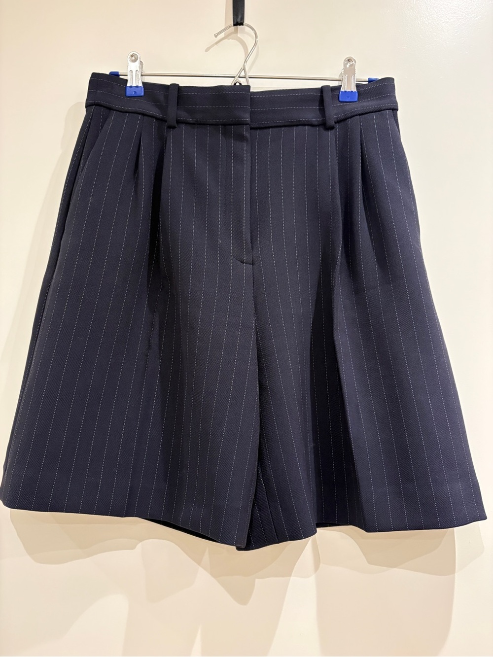 Baby on navy white pinstripes Bermuda short
